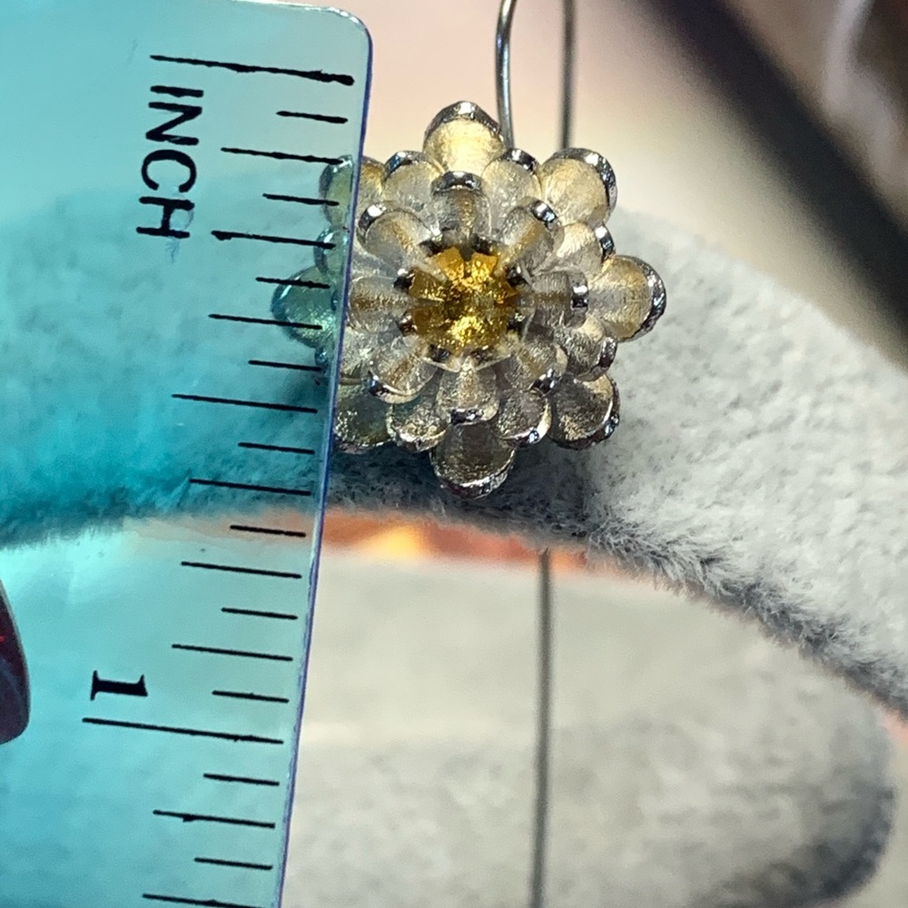 Handmade Sterling Silver Flowers Long Earrings - Picture 5 of 6